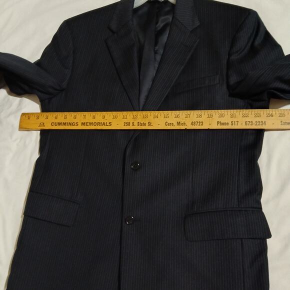 Jos A Bank Signature Collection 42R !00% Wool Navy 2 Color Stripe Men's Blazer - Picture 9 of 12